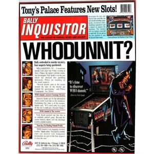 1995 Bally WHO dunnit Pinball Machine Flyer Murder Mystery Casino